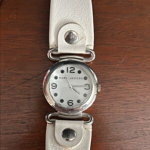 Marc Jacobs White and Silver Leather Watch